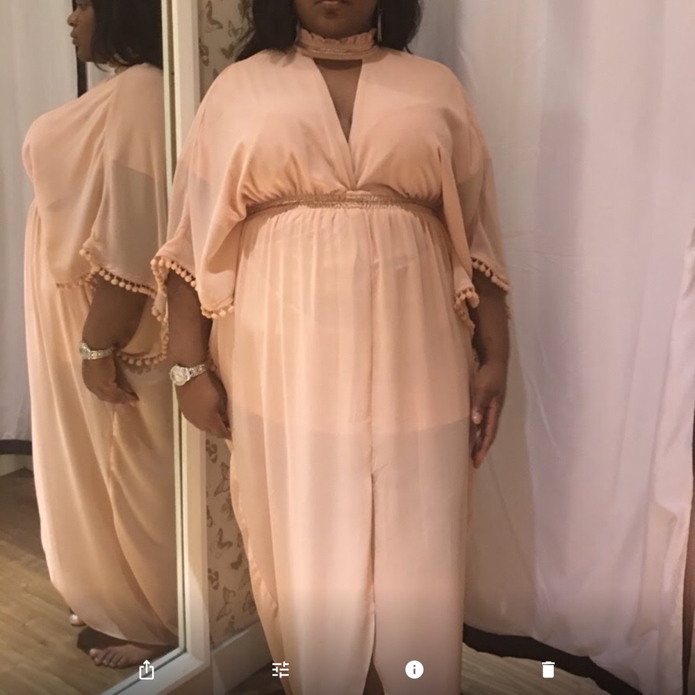 Peach dress , gold embellishments